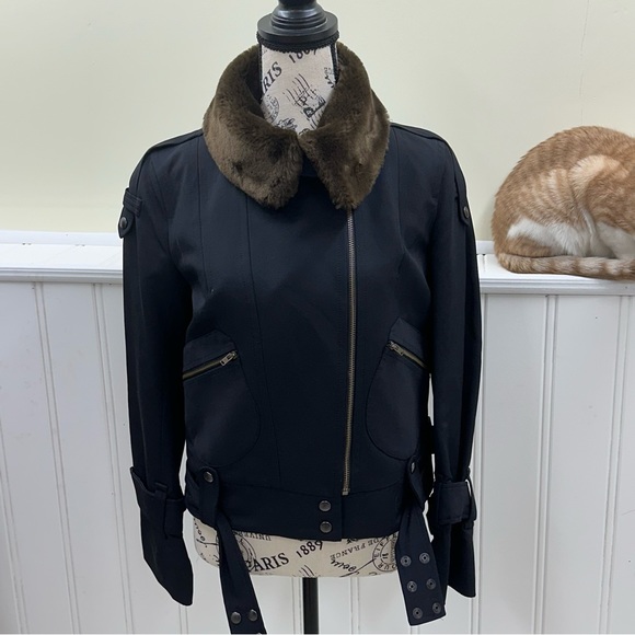 French Connection Black Moto/ Bomber Jacket Size 4 - Picture 5 of 7